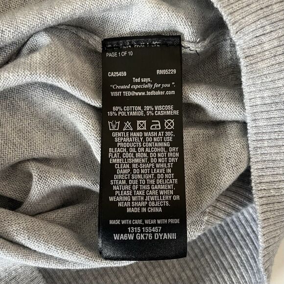 Ted Baker Cotton Cashmere Sweater Size 4 Rhinestones Preppy Holiday Classic Crew - Picture 10 of 11